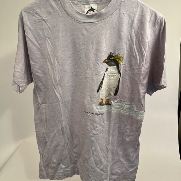 1985 Light Purple Harlequin‎ Nature Graphics New York Aquarium Penguin Tshirt XL - Picture 2 of 14